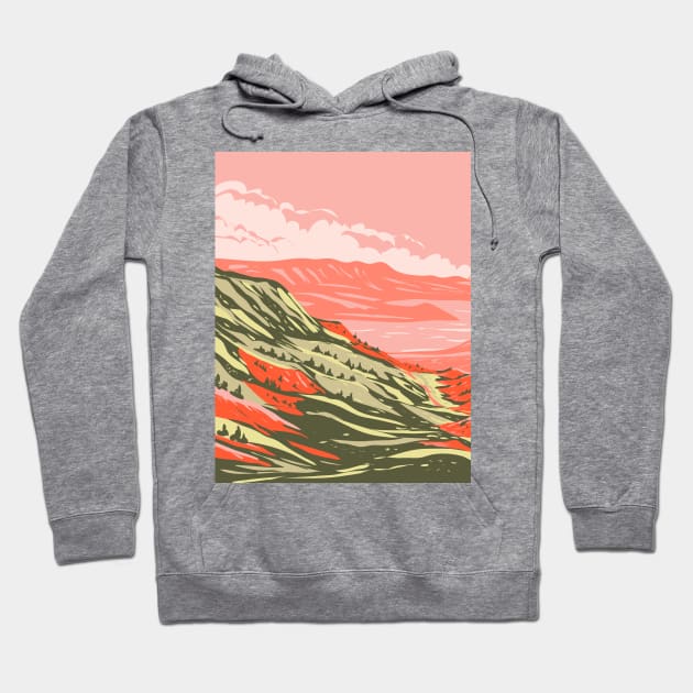 Seminoe State Park at the base of Seminoe Mountains in Sinclair Carbon County Wyoming WPA Poster Art Hoodie by patrimonio